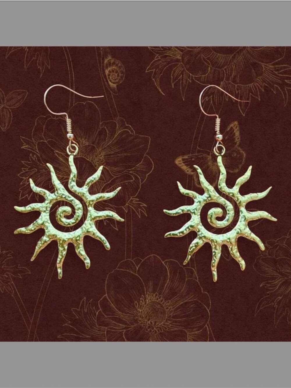 Golden Sun Swirl Dangle Earrings (Approx. 1.5” Length)